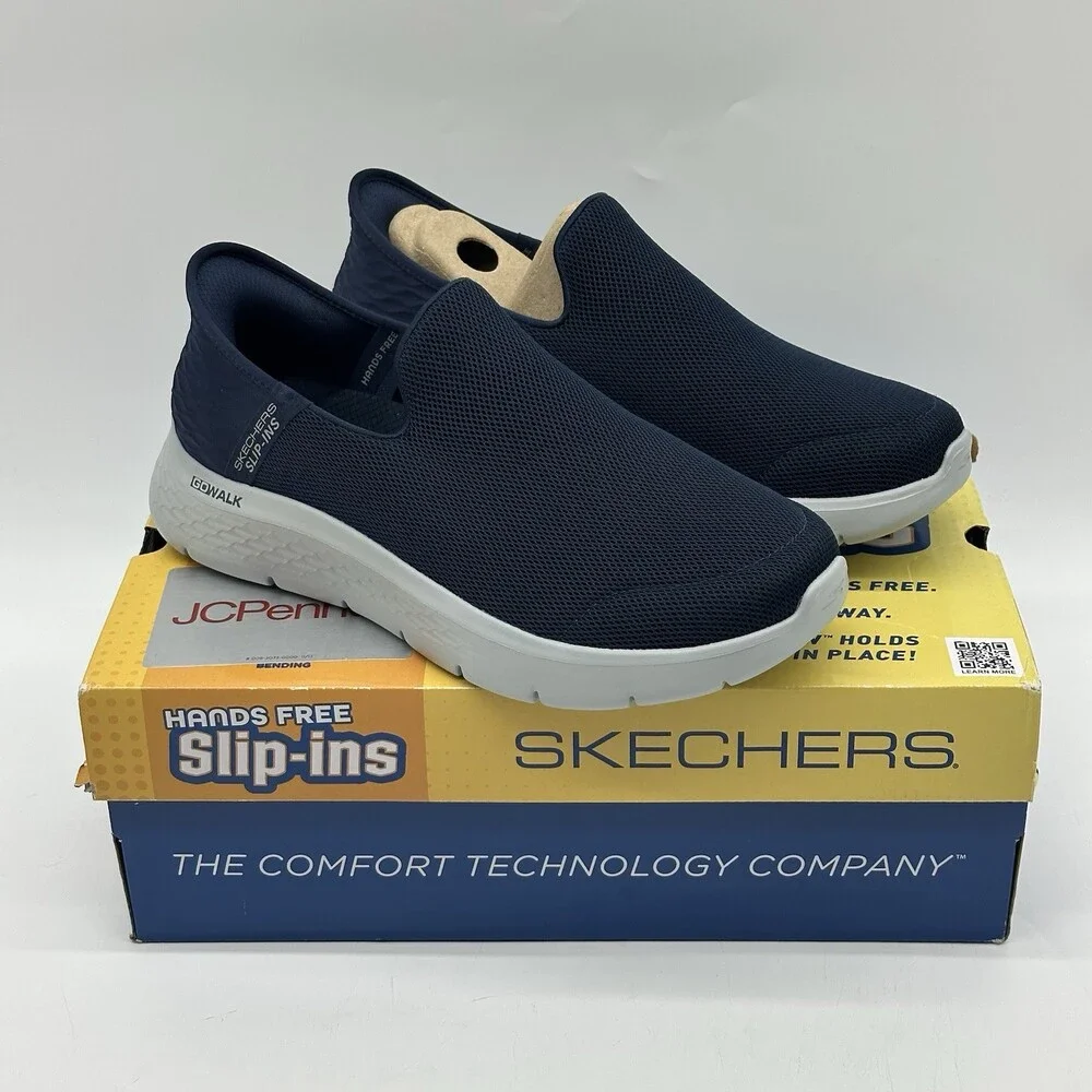 Skechers Hands Free Slip-ins Go Walk Flex Navy Blue Comfort Shoes Men's Size 9WW